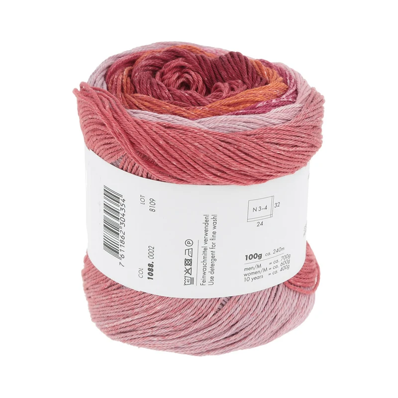 Lang Yarns Quattro Dégradé 0002 Fuchsia/Rot/Rosa