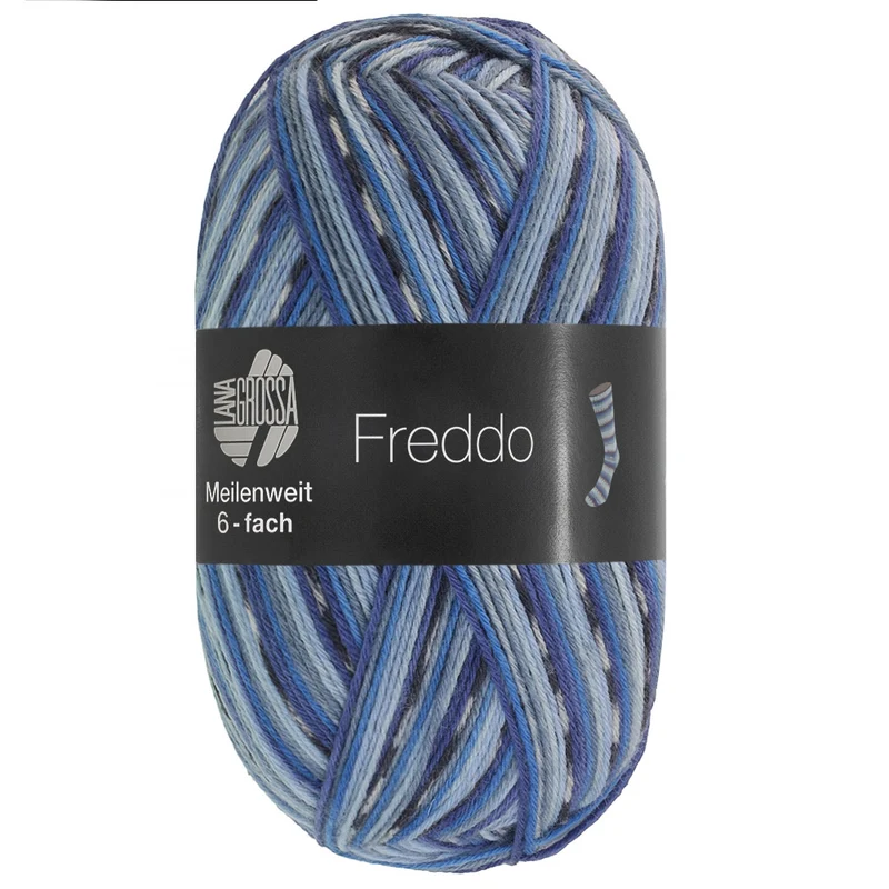 Lana Grossa Meilenweit 6-fach 150 Freddo 9741 Blaugrau/Himmelblau/Dunkelblau/Dunkelgrau/Weiß/Hellblau/Eisblau