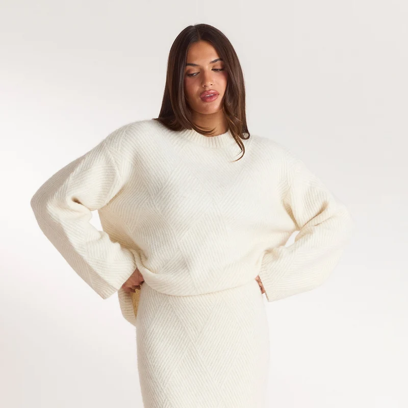 Diamond Strickpullover - Crèmefarbe