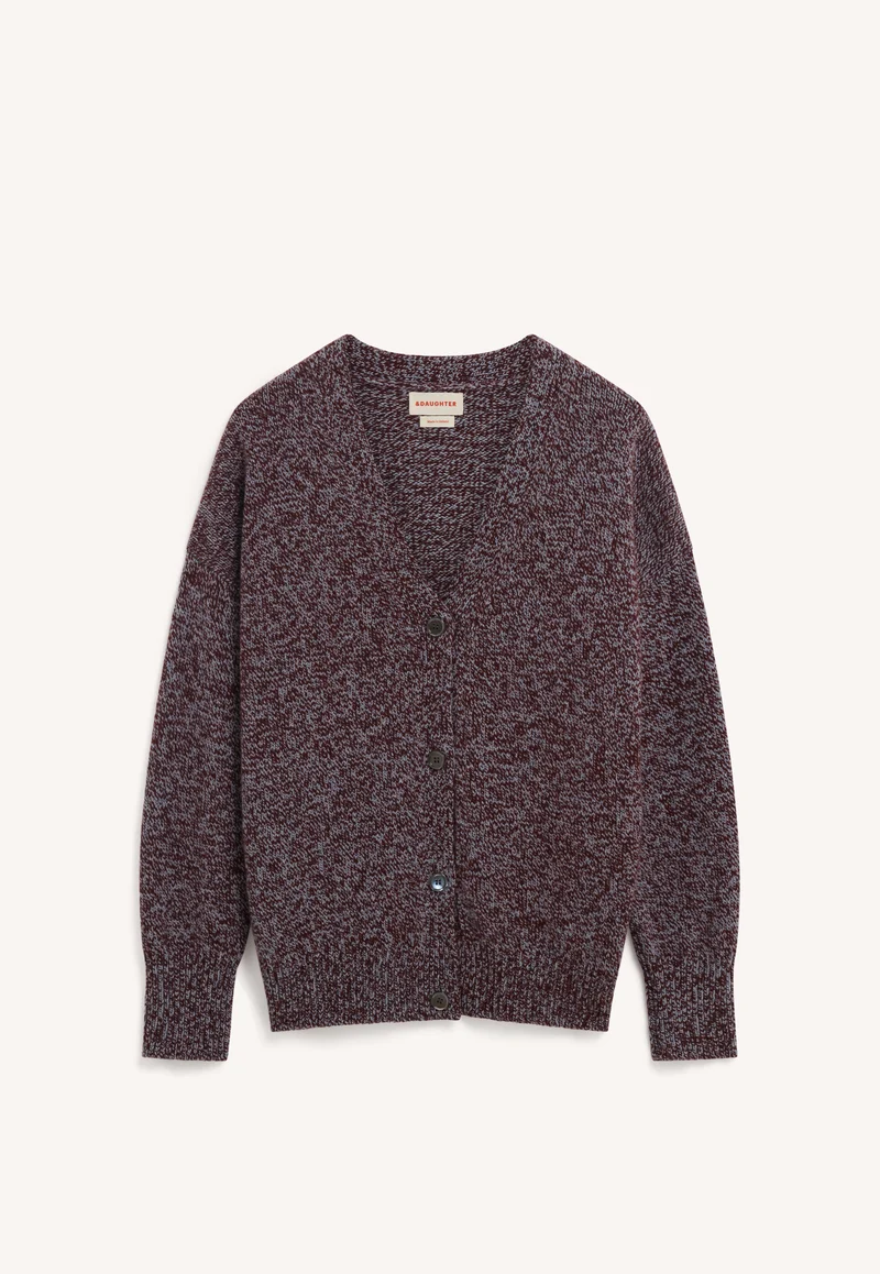 Sora V-Neck Cardigan in Port/Vintage Marle