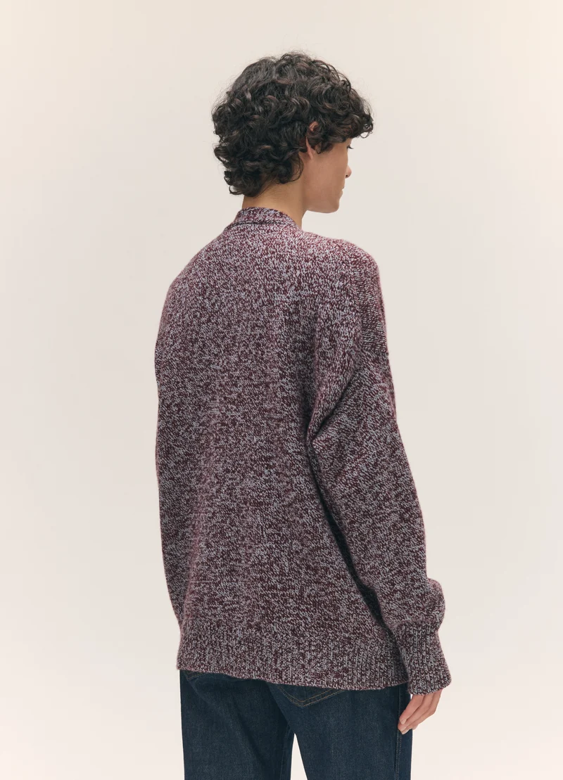 Sora V-Neck Cardigan in Port/Vintage Marle