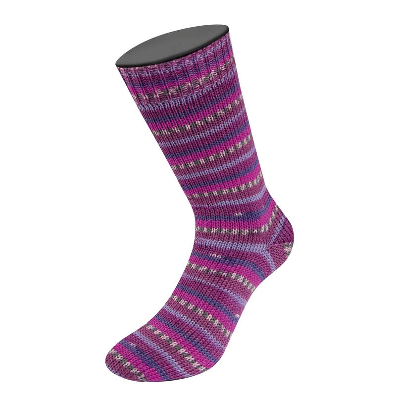 Lana Grossa Meilenweit 6-fach 150 Freddo 9737 Fuchsia/Violettblau/Violettblau/Rosa/Dunkelgrau/Rosa