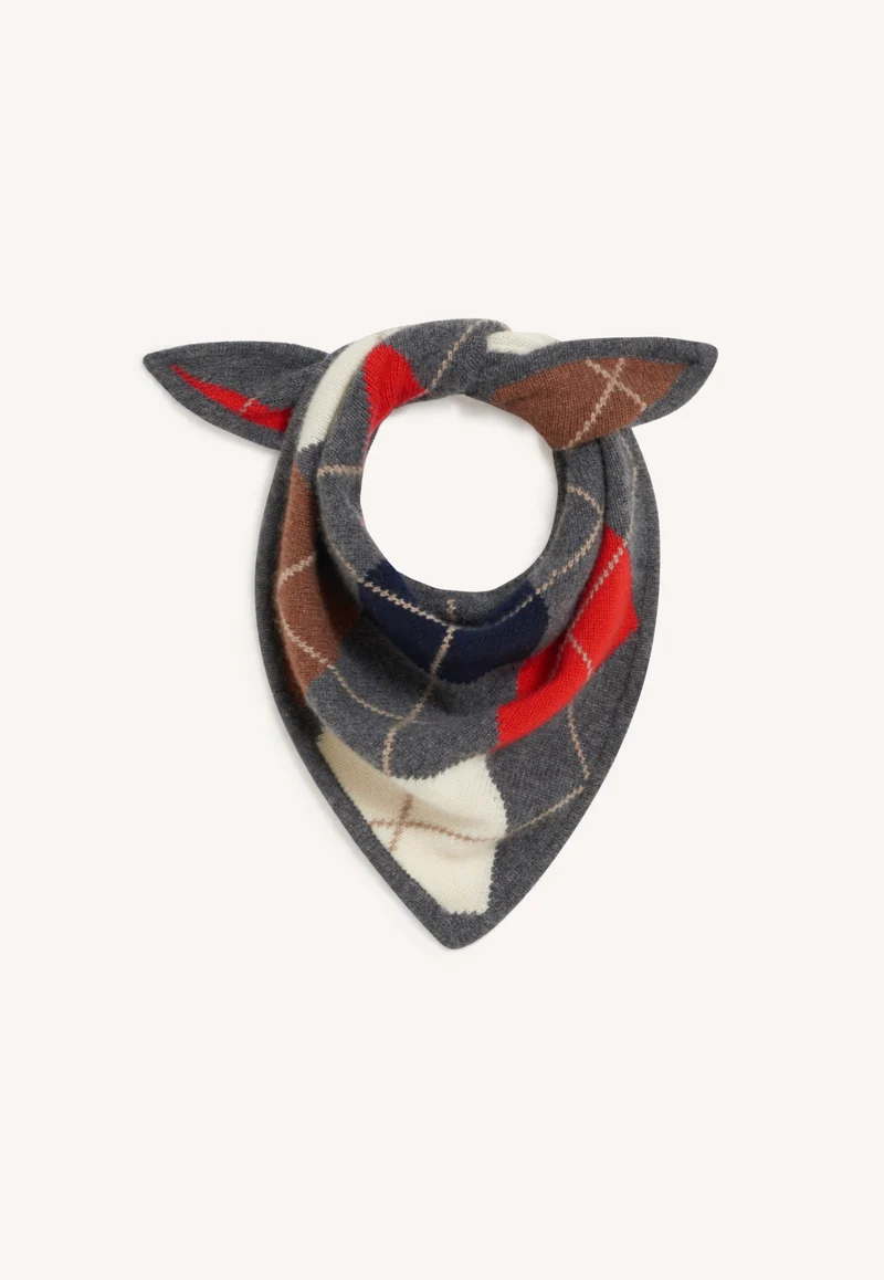 Mens Argyle Foulard in Derby Grey with Red