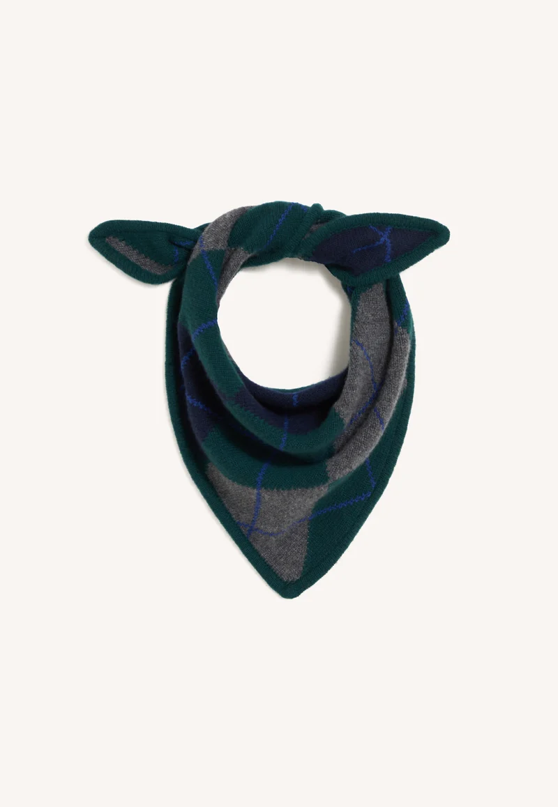 Mens Argyle Foulard in Holly Green with Smalt