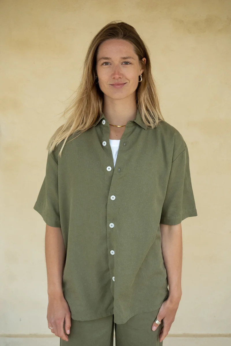 Leinen-Mix Hemd Faro Olive