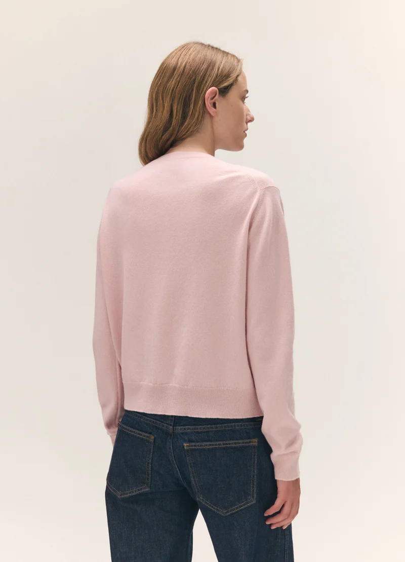 Una Argyle Cardigan in Pale Pink