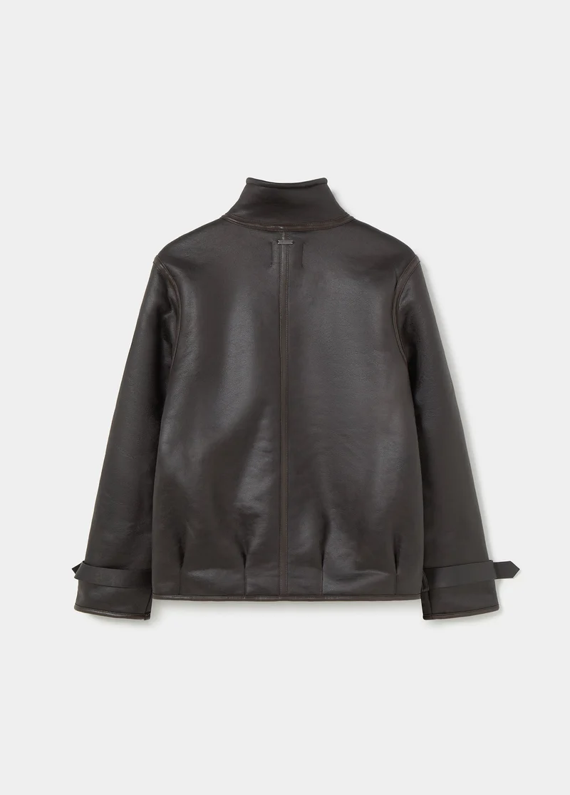 Reversible faux-leather biker jacket