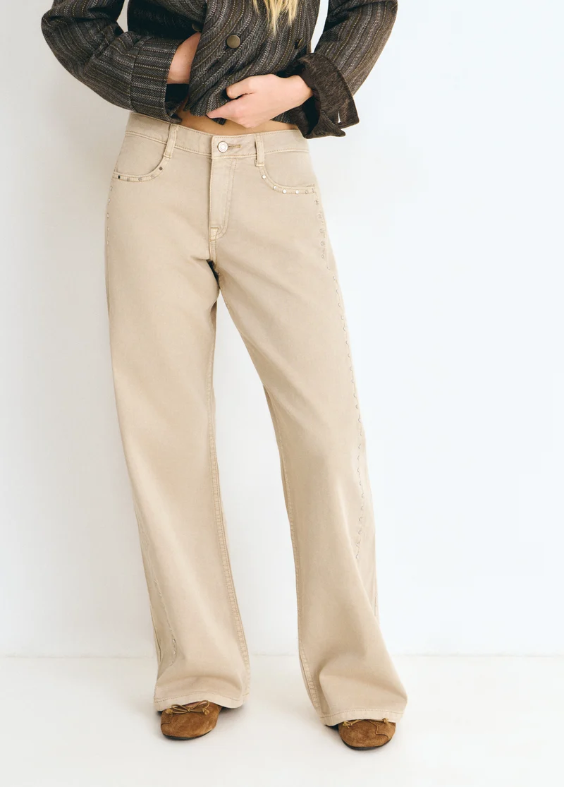 Straight-leg trousers with studs