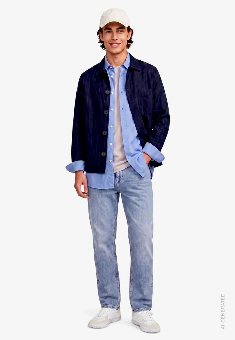 Herren Overshirt im Regular Fit mit Streifen
