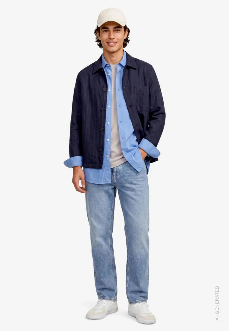 Herren Overshirt im Regular Fit mit Streifen