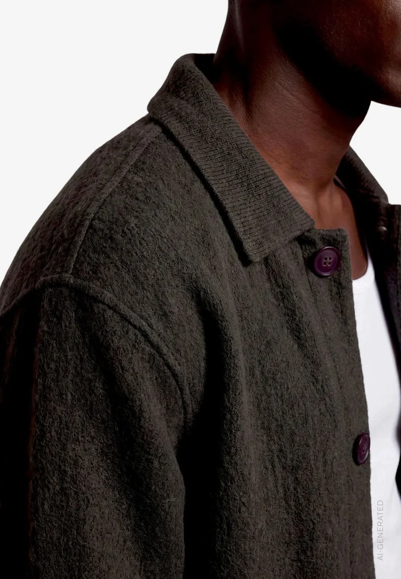 Herren Strickjacke aus Bouclé mit Hemdkragen