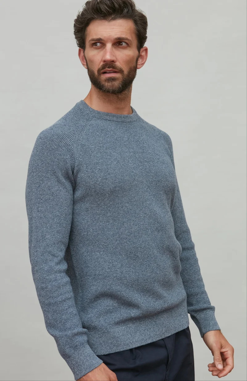 Leichter Herren-Fischerripppullover aus 100 % Baumwolle