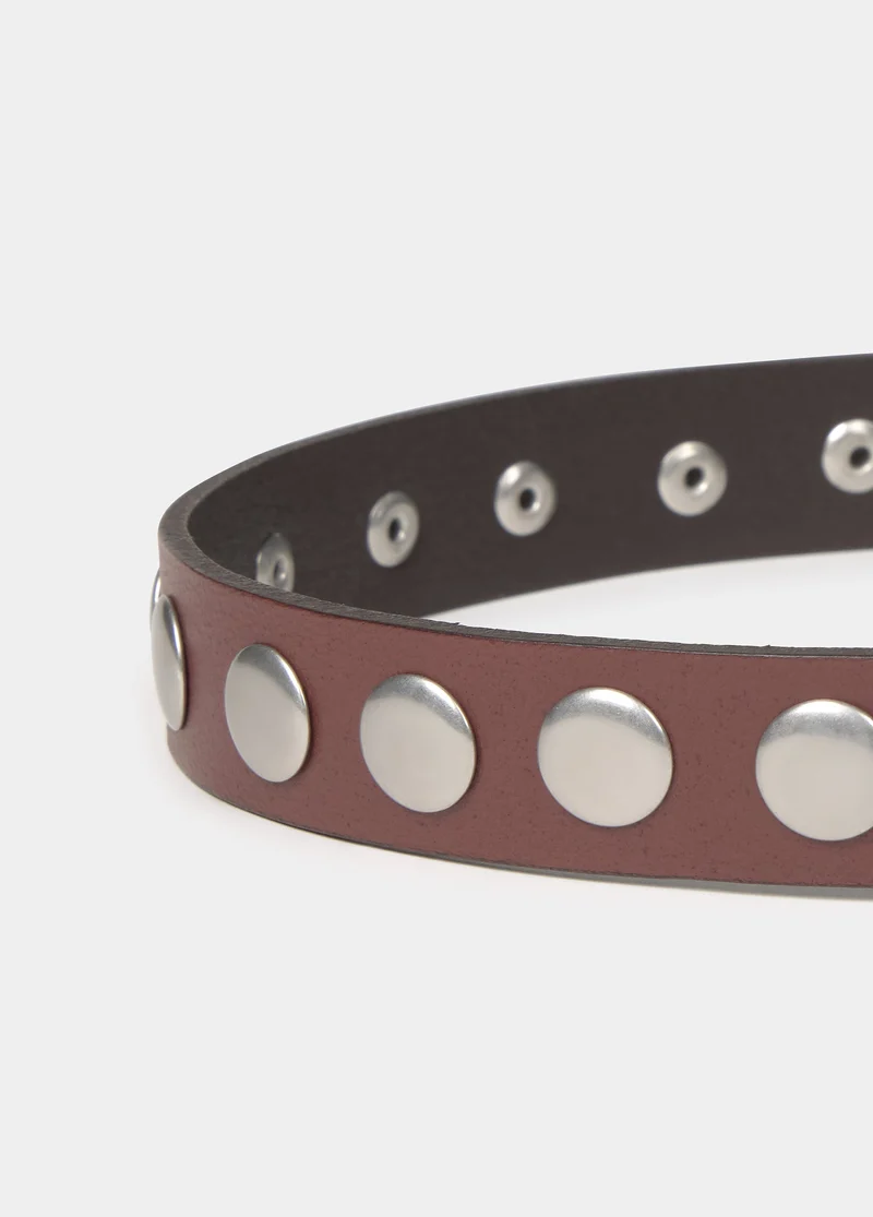 Thin leather studded belt
