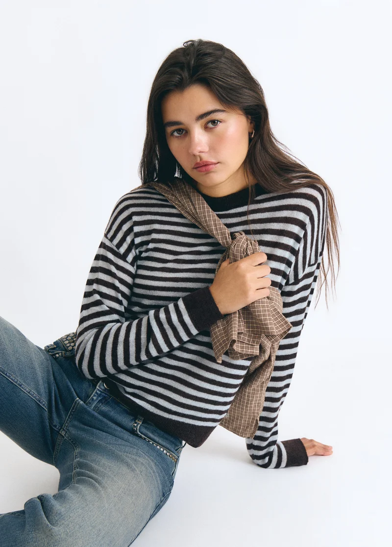 Striped crew-neck sweater