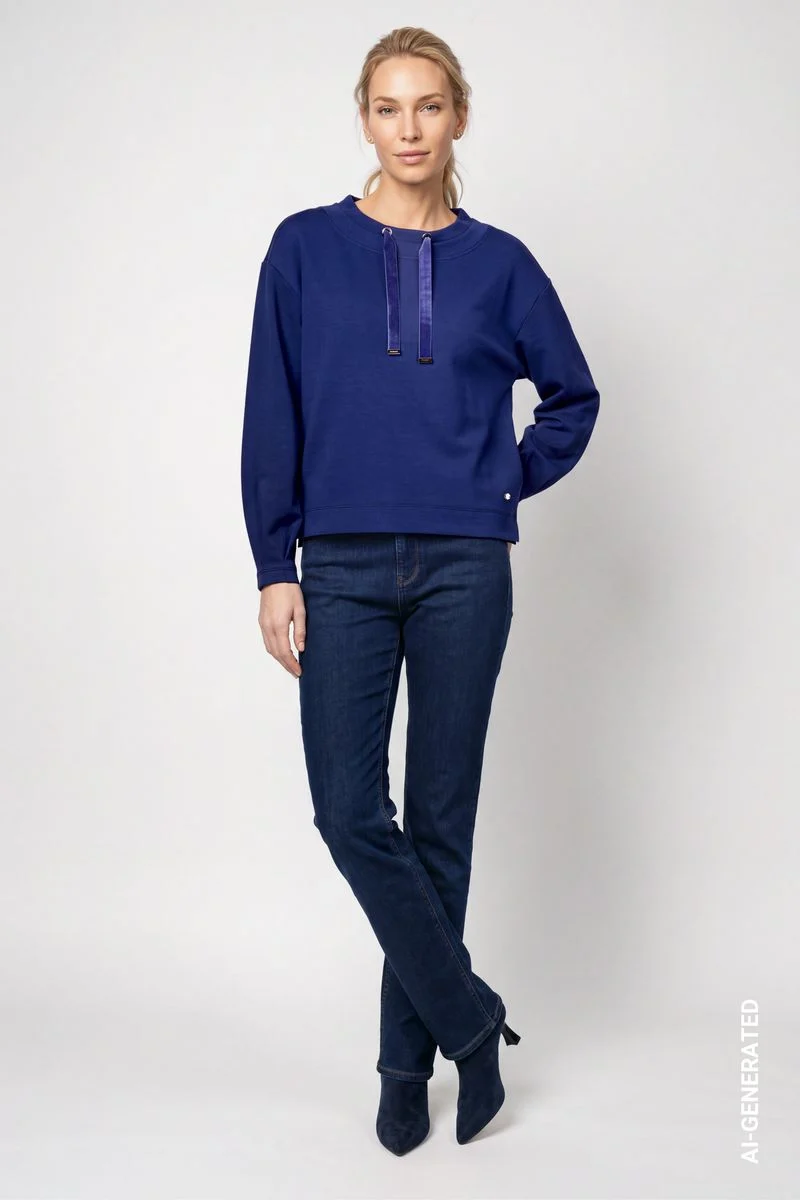 Sweatshirt mit samtigen Bindeband