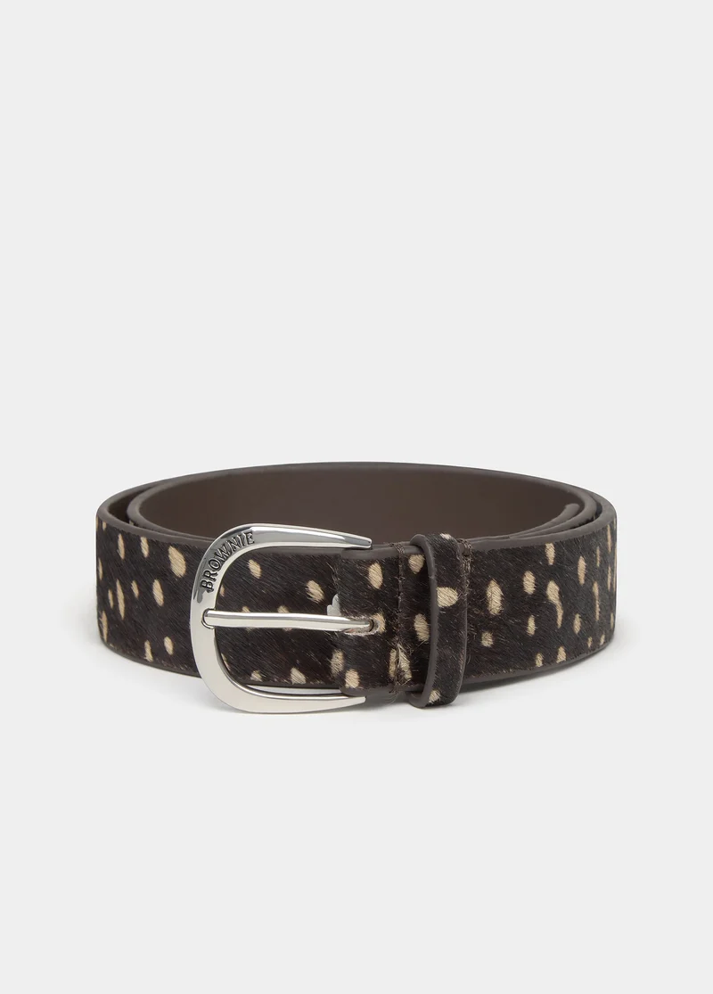 Animal print leather belt
