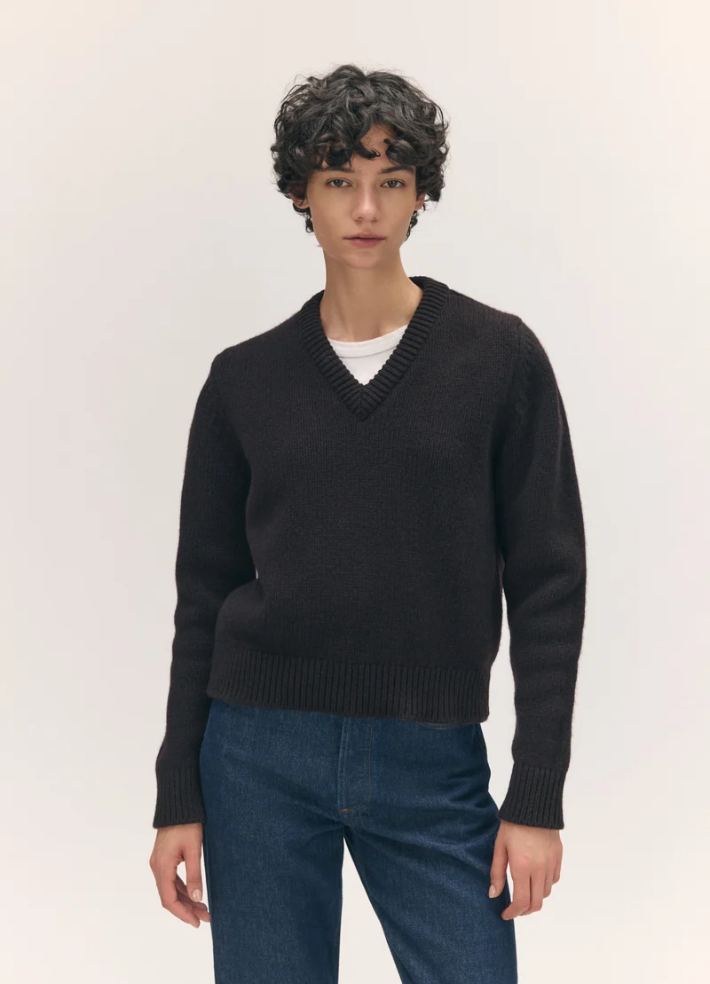 Glenn V-Neck in Dark Brown