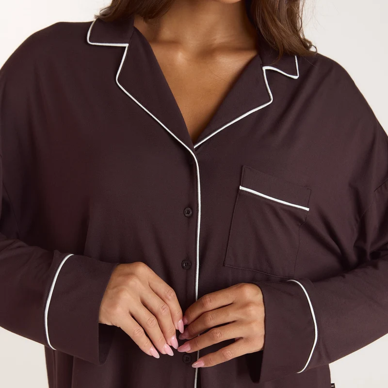 Modal Pyjamahemd - Dunkle Schokolade