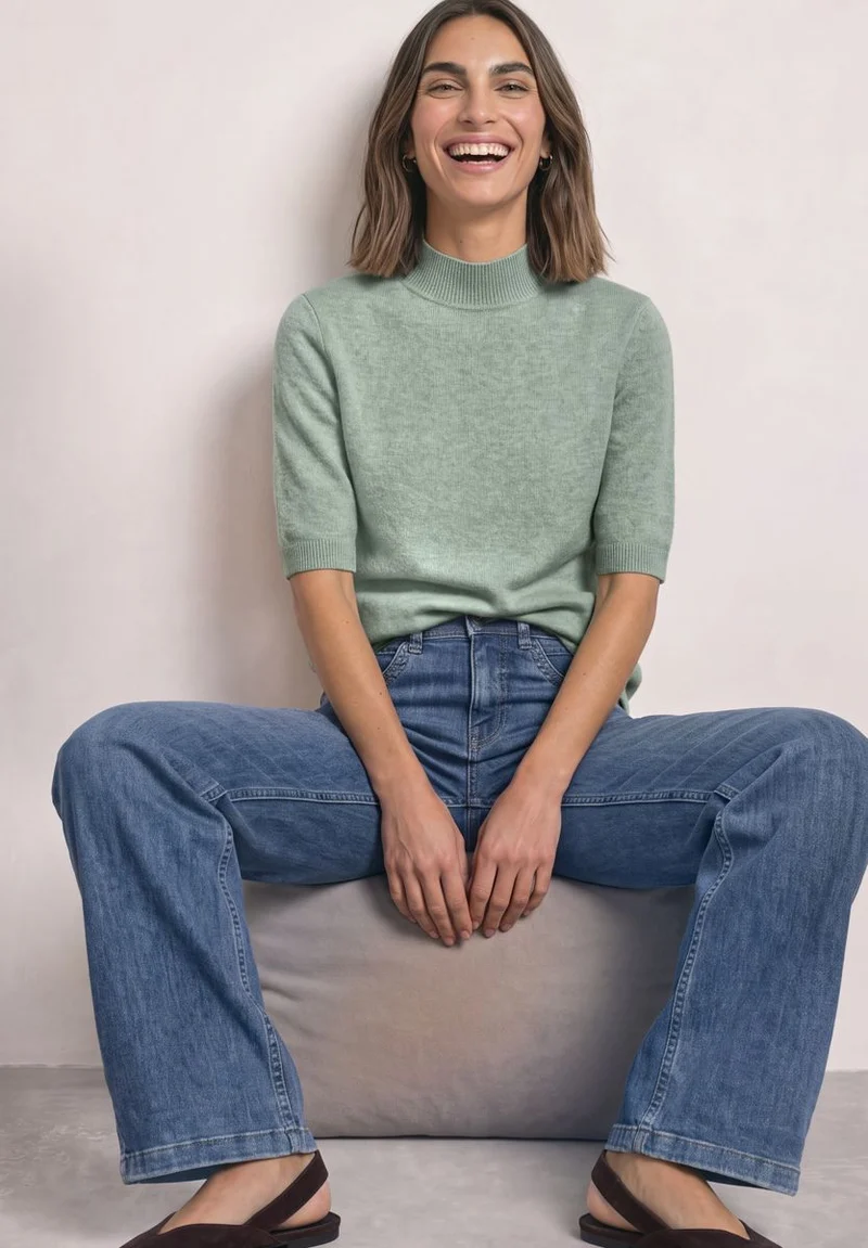 Kurzarm Pullover mit Turtle Neck