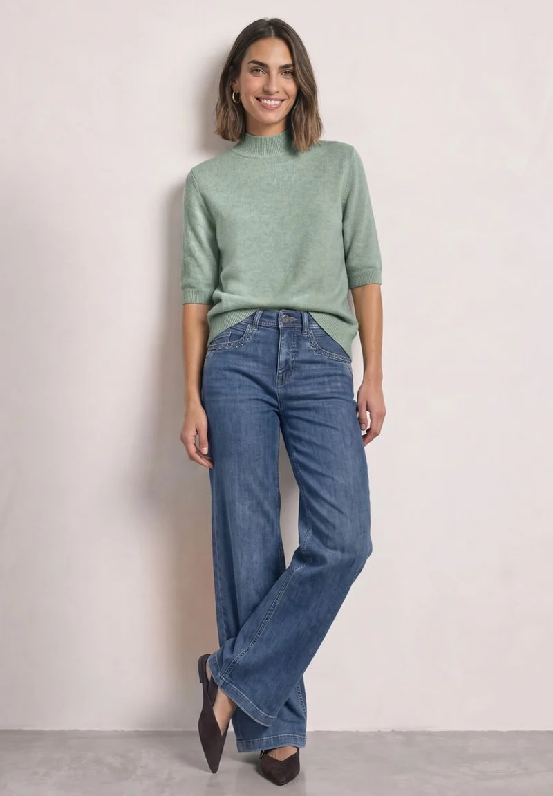 Kurzarm Pullover mit Turtle Neck
