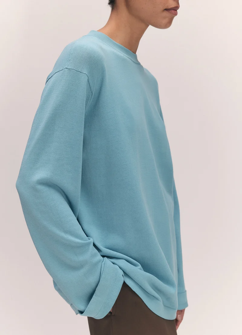 Long Sleeve Slouchy T-Knit in Aqua