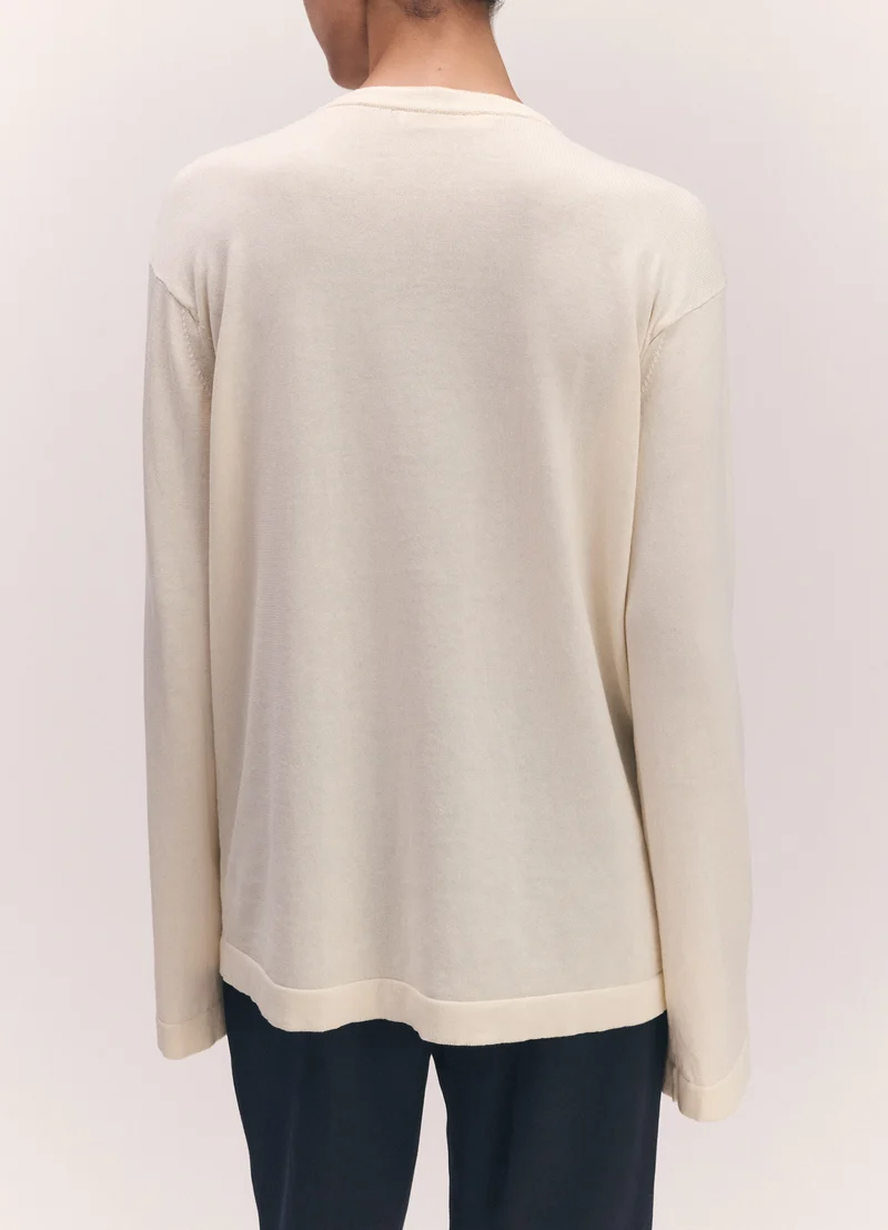 Long Sleeve Slouchy T-Knit in Ecru