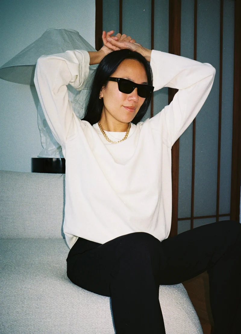 Long Sleeve Slouchy T-Knit in Ecru
