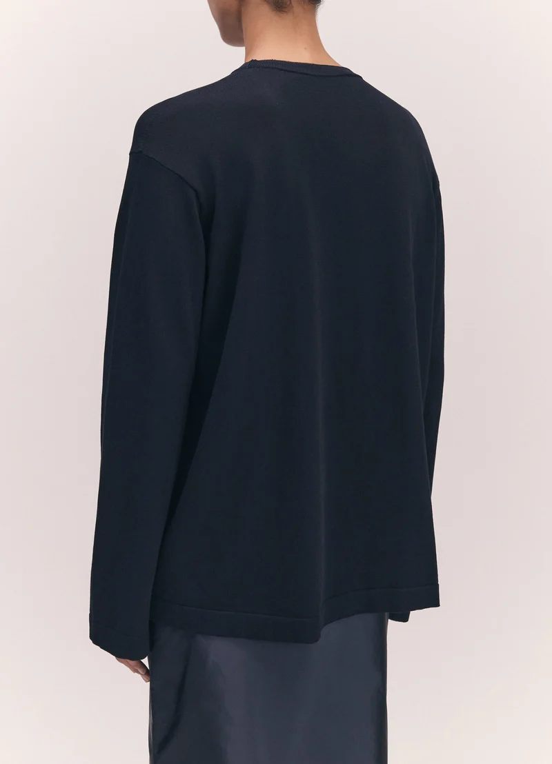 Long Sleeve Slouchy T-Knit in Dark Navy