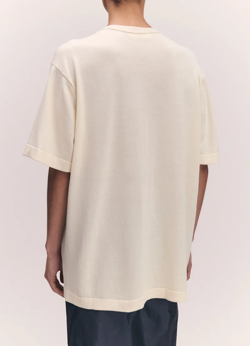 Short Sleeve Slouchy T-Knit in Ecru