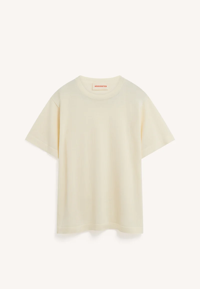 Short Sleeve Slouchy T-Knit in Ecru