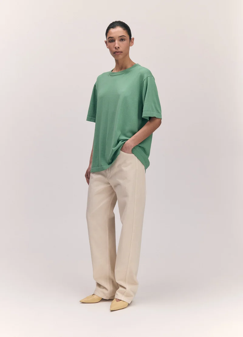 Short Sleeve Slouchy T-Knit in Green