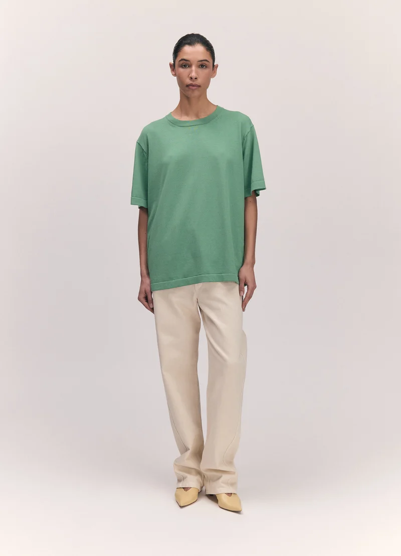 Short Sleeve Slouchy T-Knit in Green