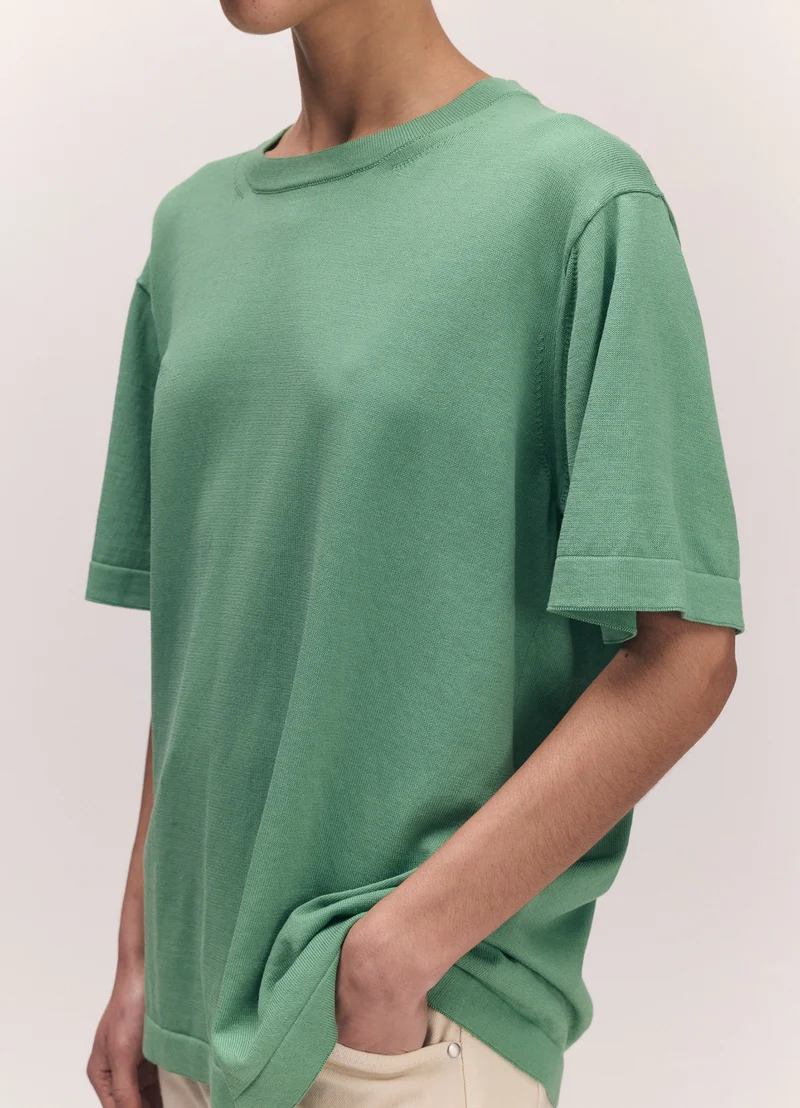 Short Sleeve Slouchy T-Knit in Green