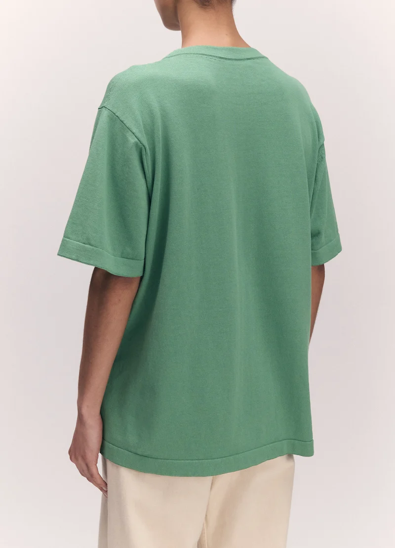 Short Sleeve Slouchy T-Knit in Green