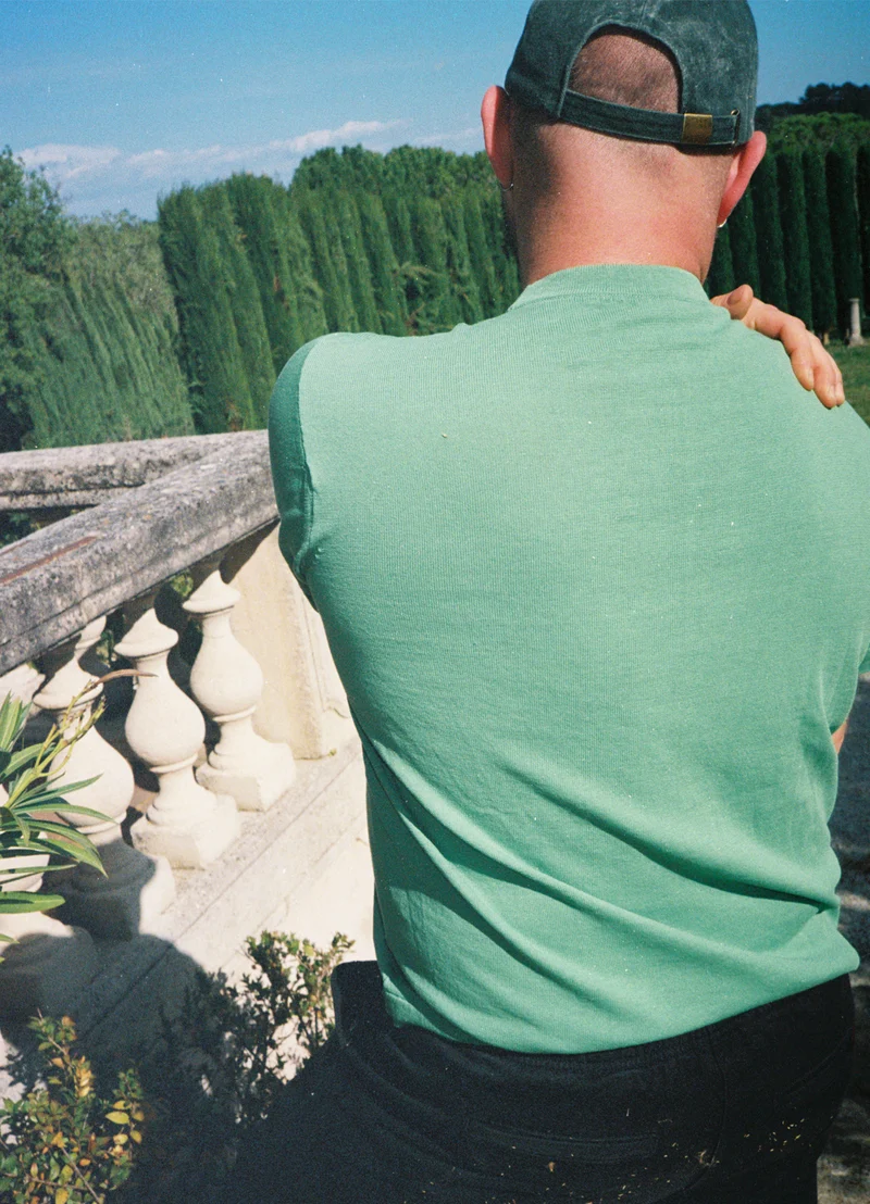 Short Sleeve Slouchy T-Knit in Green
