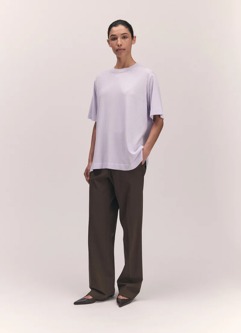 Short Sleeve Slouchy T-Knit in Lilac
