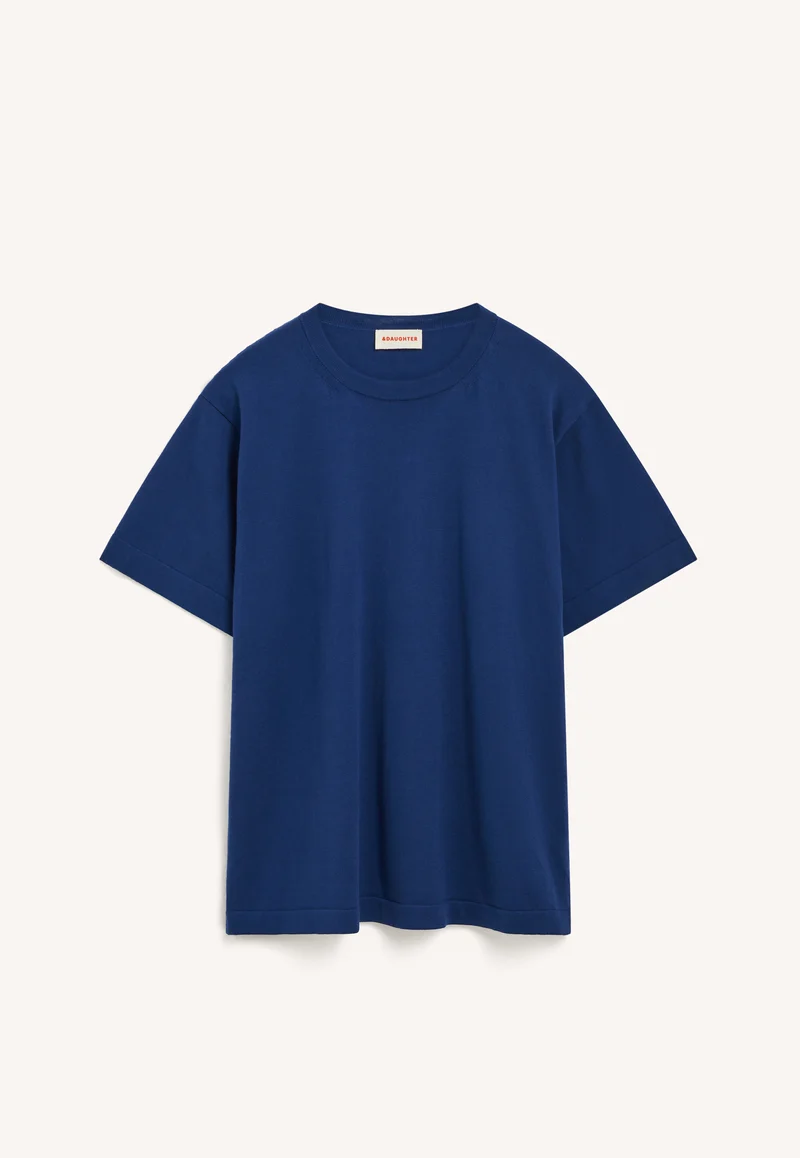 Short Sleeve Slouchy T-Knit in Cobalt Blue