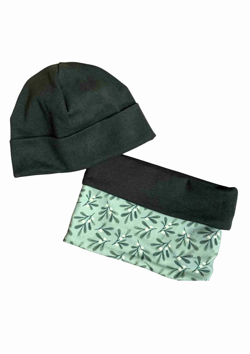 Set Beanie und Loop, olivgrün