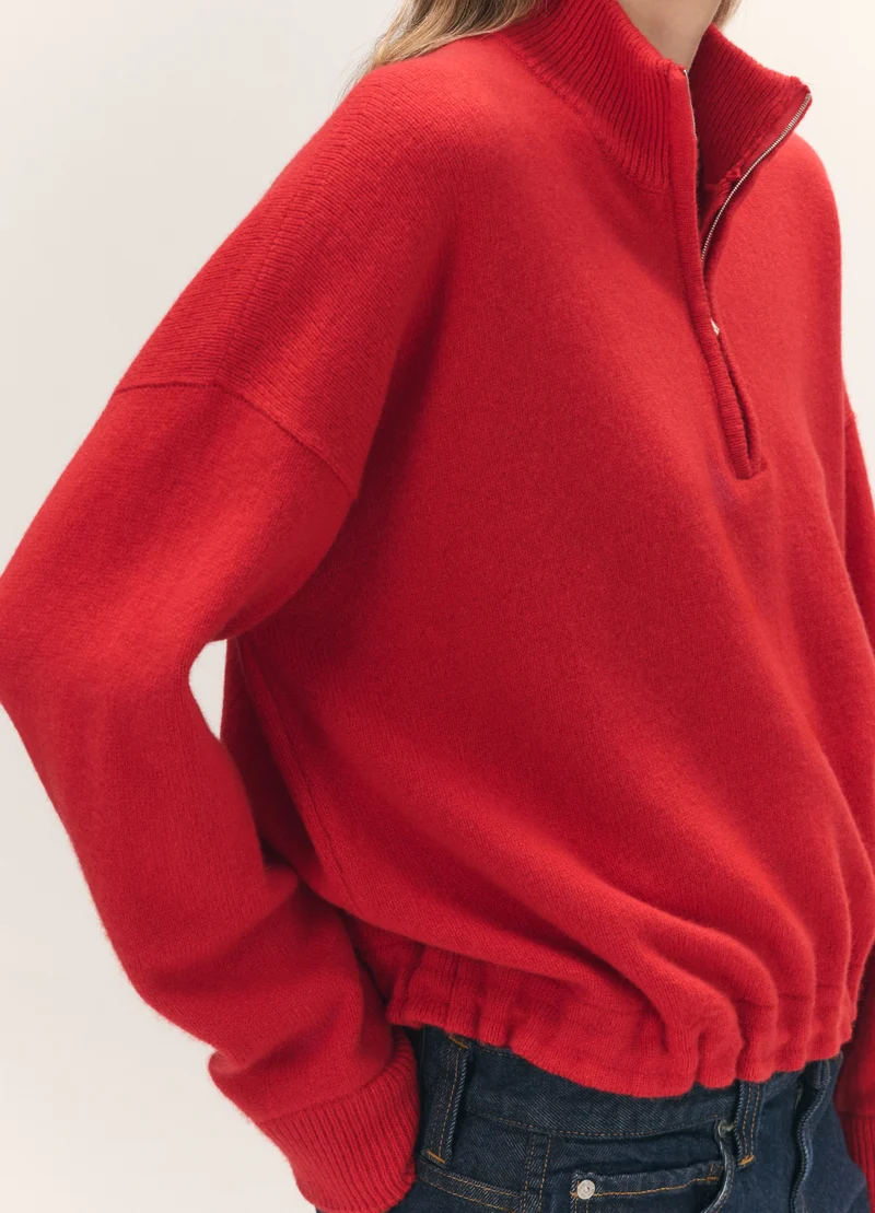 Alder Half Zip Fleece in Poppy Red