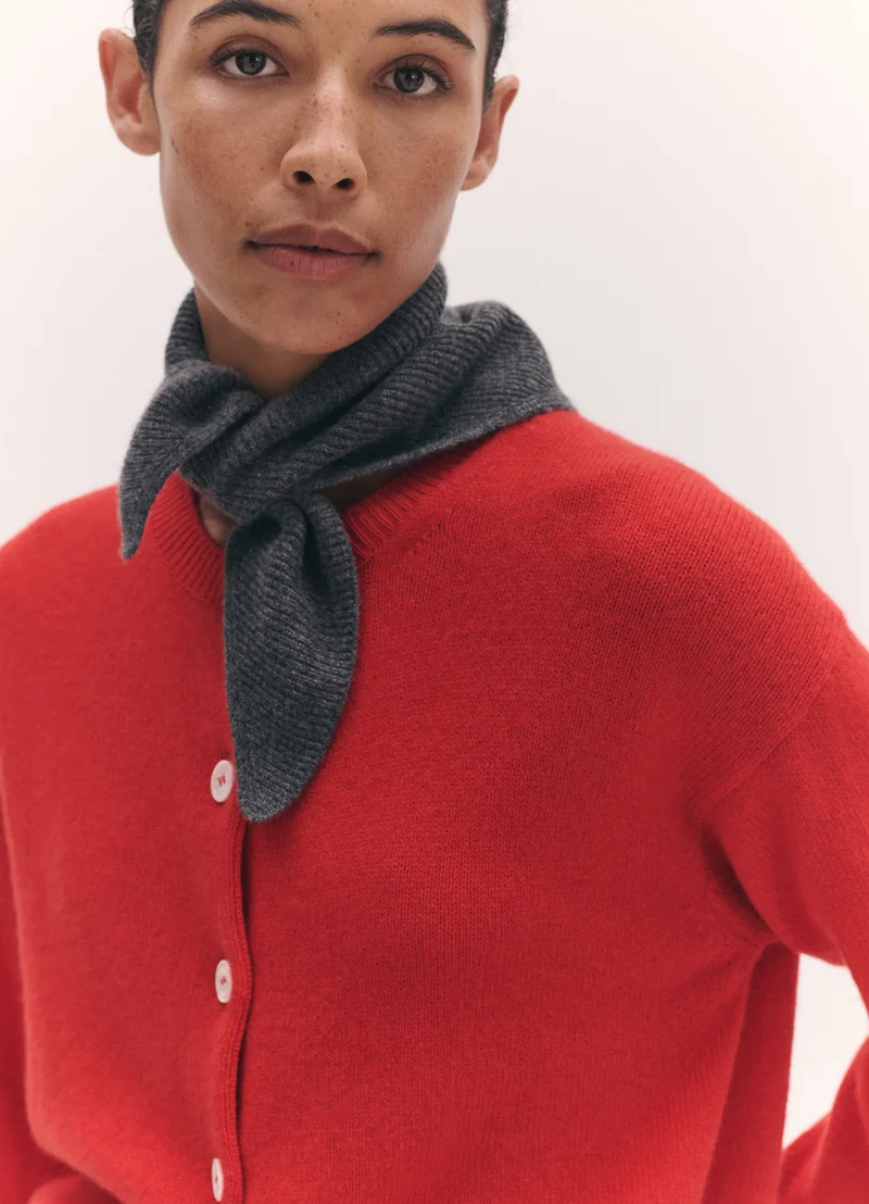 Ada Crewneck Cardigan in Poppy Red