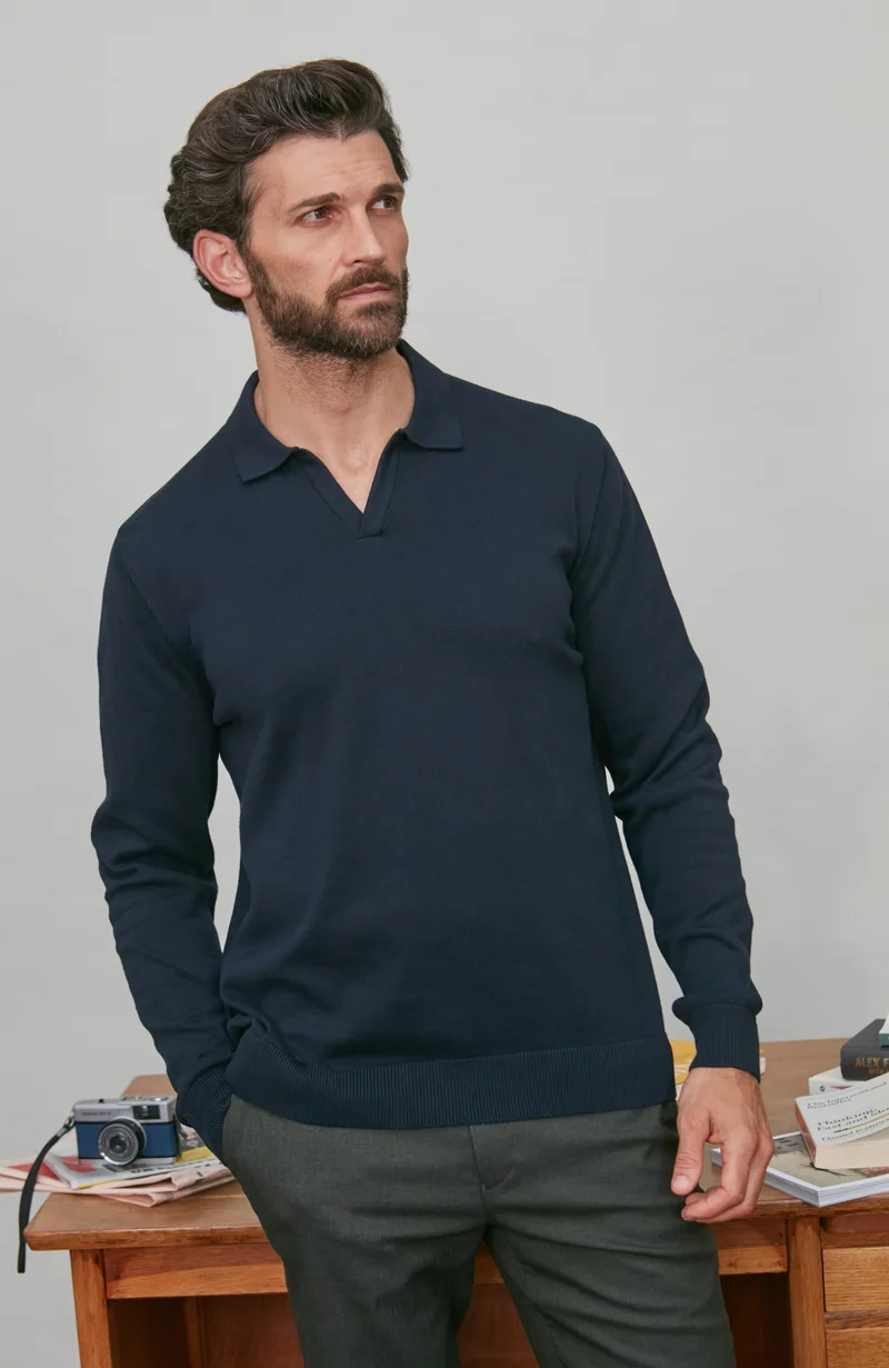 Leichtes Herren-Poloshirt aus 100 % Baumwolle ohne Knöpfe