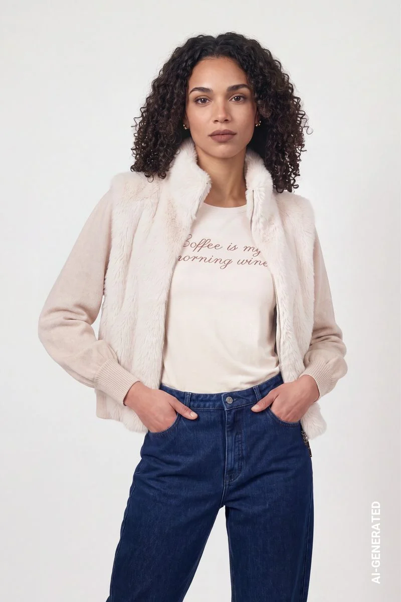 Strickjacke mit Kunstfell