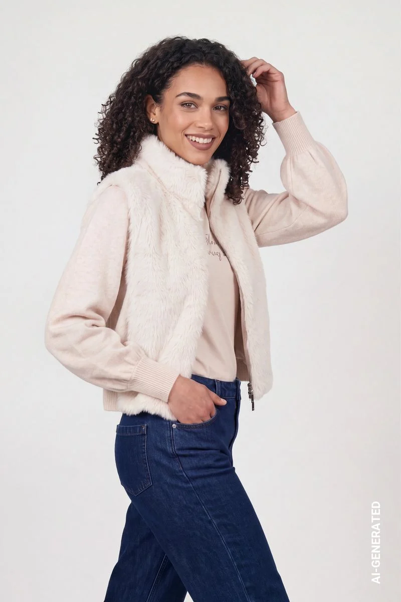 Strickjacke mit Kunstfell