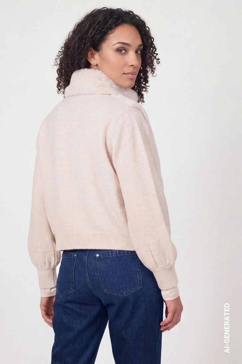 Strickjacke mit Kunstfell