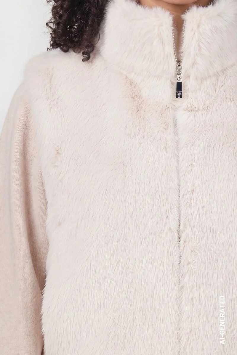 Strickjacke mit Kunstfell