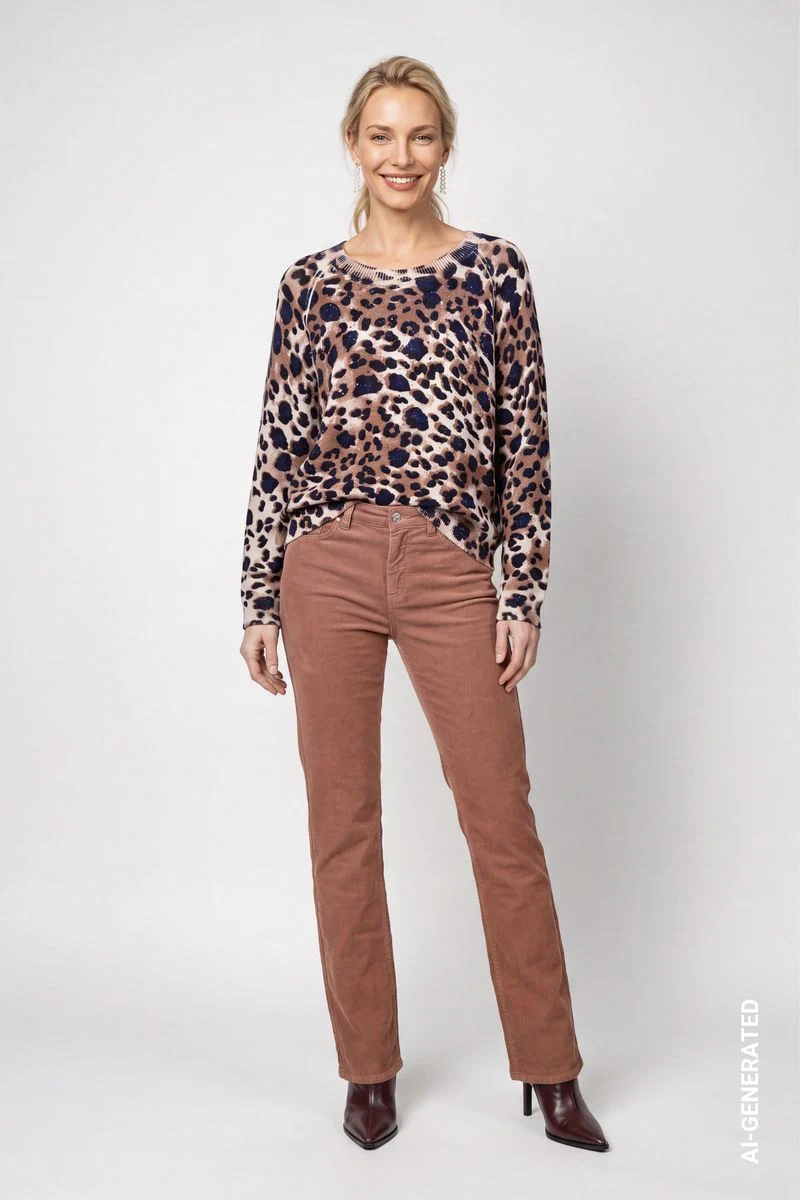 Strickpullover im Leopardenmuster