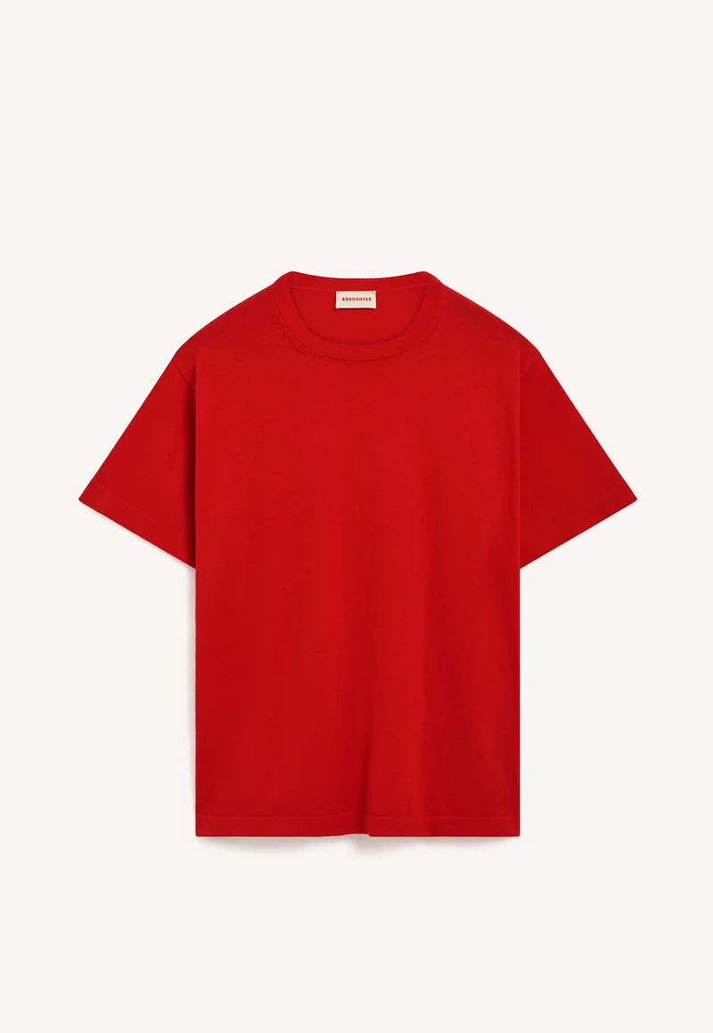 Short Sleeve Slouchy T-Knit in Red