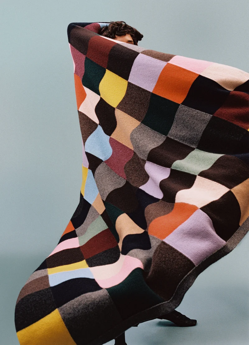 Patchwork Hand Intarsia Blanket