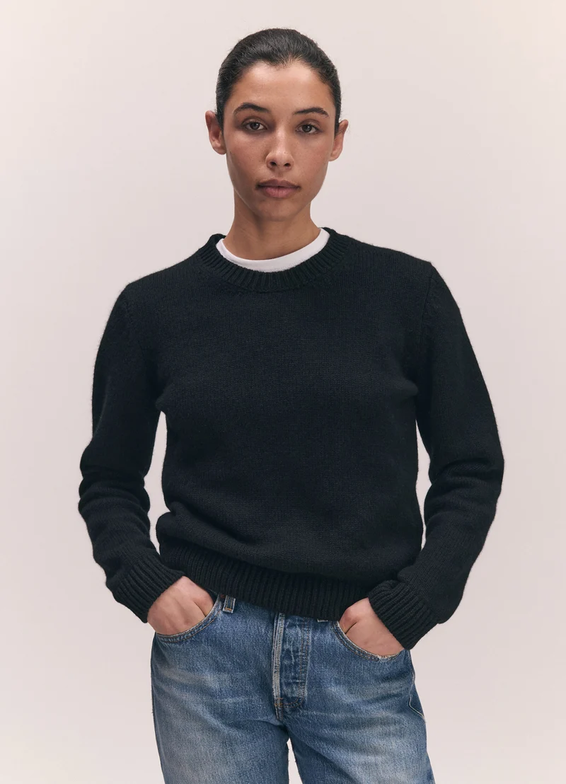 Rosha Shrunken Crewneck in Black