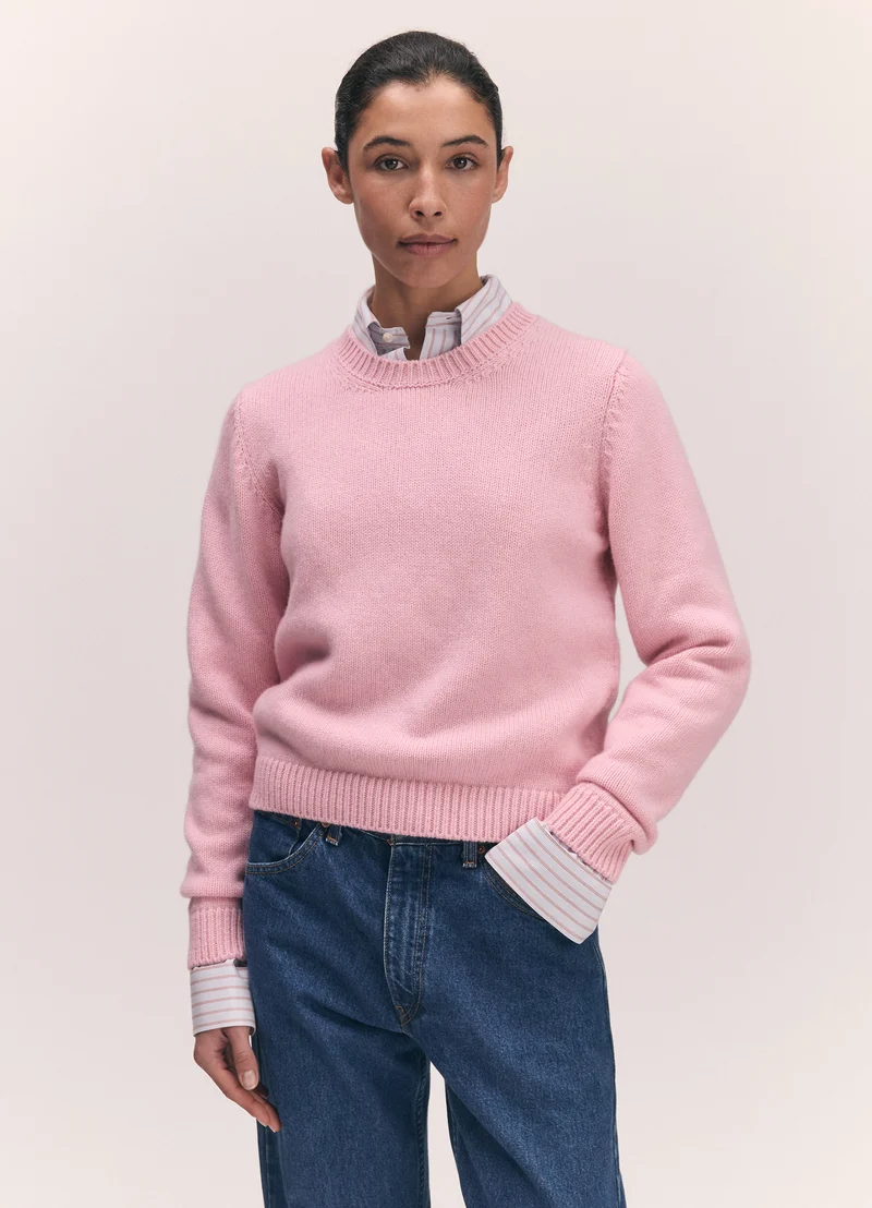 Rosha Shrunken Crewneck in Pale Pink